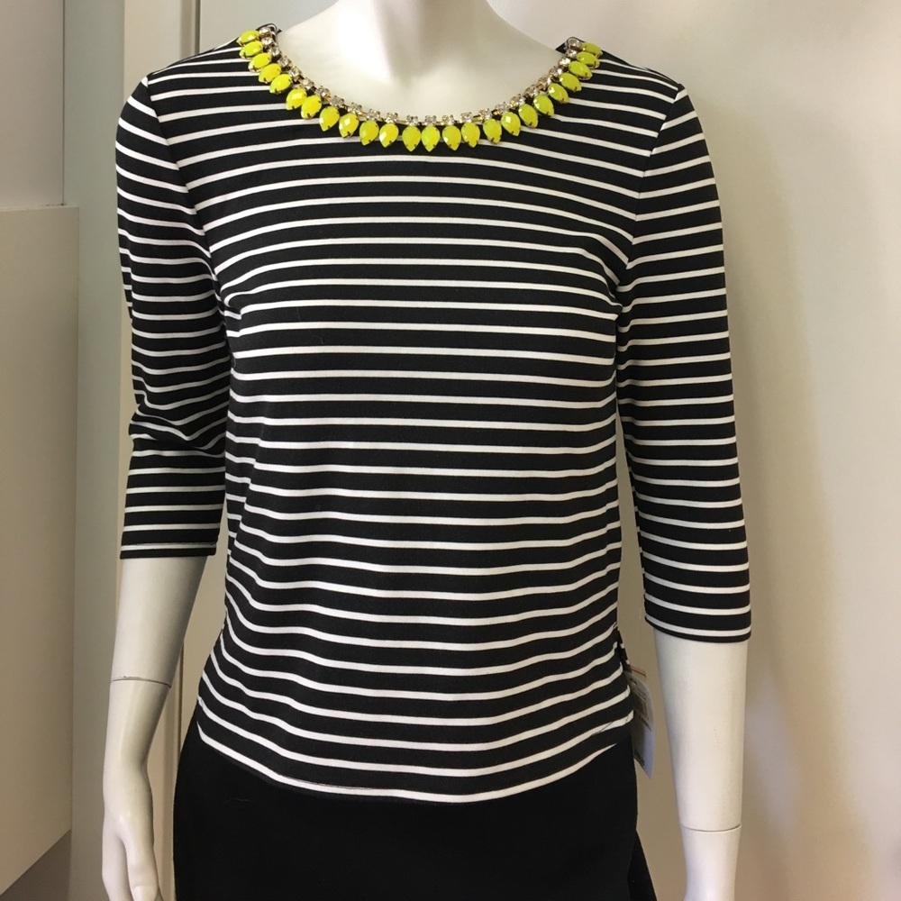JOA Bejeweled Striped Blouse NEVER WORN Sz. XS
